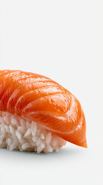 Fresh salmon nigiri sushi beautifully presented on a white background highlighting its exquisite taste and culinary skill