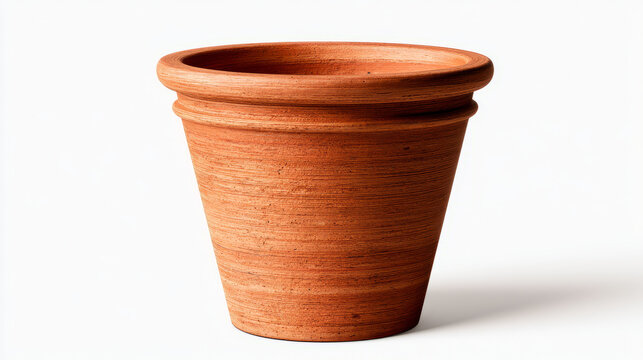 Terracotta flower pot on a white background ideal for gardening and enhancing home decor