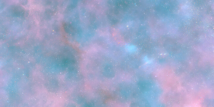 Iridescent Nebula With Rainbow Light Refraction Flares