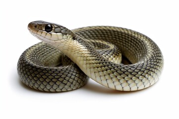 Fototapeta premium Green and yellow snake coiled in studio