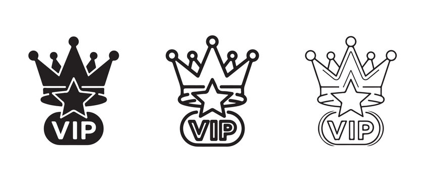 VIP badge designs featuring crowns and stars isolated on transparent background for digital use