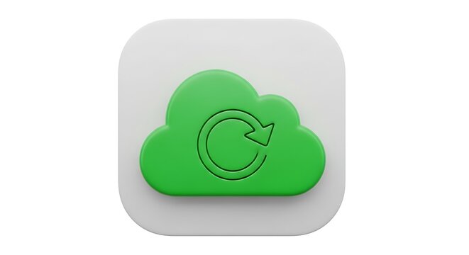 Green cloud refresh icon for data synchronization technology