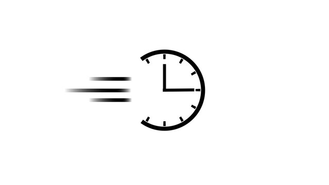 Black fast speed clock line icon isolated on transparent background