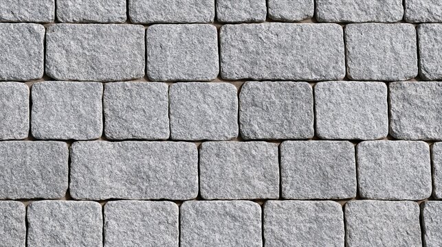 Closeup of grey stone paving blocks arranged in