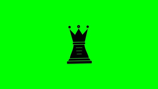 Black chess king piece icons arranged in repeating grid pattern on bright green chroma key background for strategic gameplay overlay