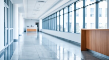 Naklejka premium Empty modern office hallway with windows
