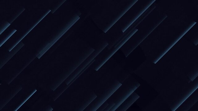 Abstract dark blue geometric background with smooth diagonal sliding motion lines creating sleek technological aesthetic for modern presentation video backdrop.