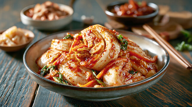 Traditional Korean Kimchi with Napa Cabbage &ndash; AI Generative