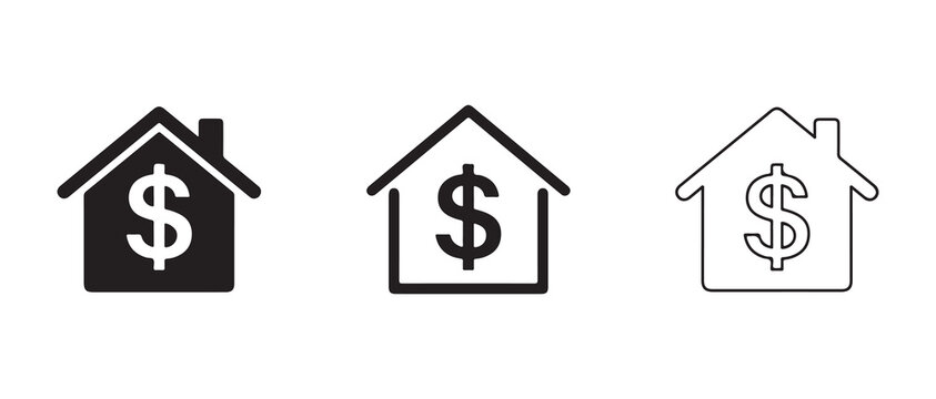house icons with dollar signs representing real estate investment and property value concepts