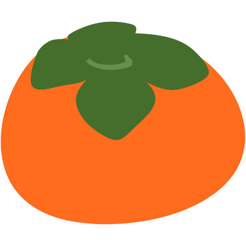 Cute ripe orange persimmon fruit vector illustration, sweet autumn harvest element isolated on transparent background