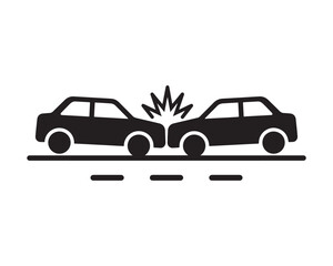 Fototapeta premium Car collision icon showing two vehicles crashing on the street with car accident traffic collision auto crash road accident crash sign car impact insurance claim collision symbol collision