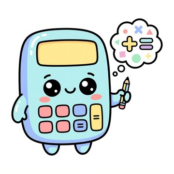 Cute Cartoon Calculator Character for Mathematics Education