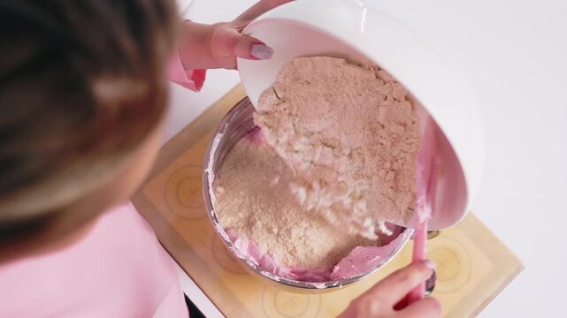 Adding almond flour to pink meringue for French macarons
