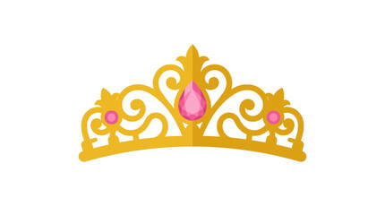 Golden Tiara with Pink Gemstones Isolated © Ko