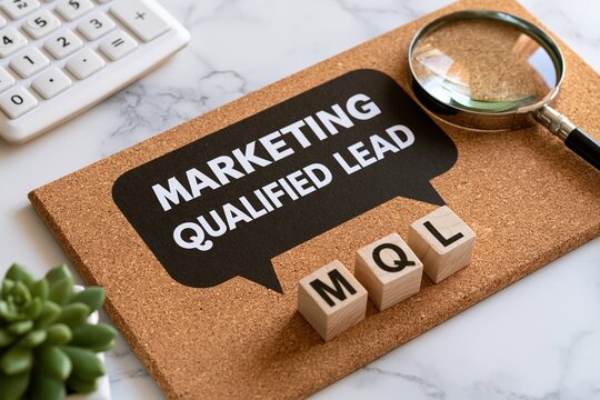 Marketing qualified lead concept with magnifying glass and
