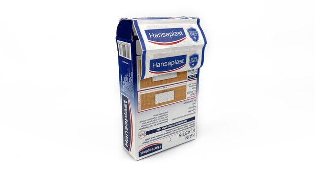 Kediri, East Java, Indonesia &ndash; August 26, 2026: Hansaplast Cooling Fever Pad Package Displayed on White Background
