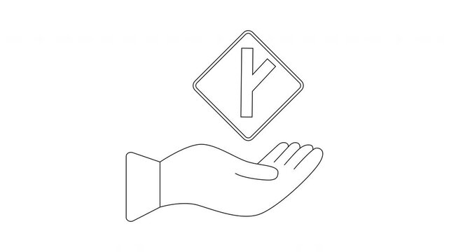Hand Holding a Road Intersection Sign, Symbolizing Guidance and Safety.