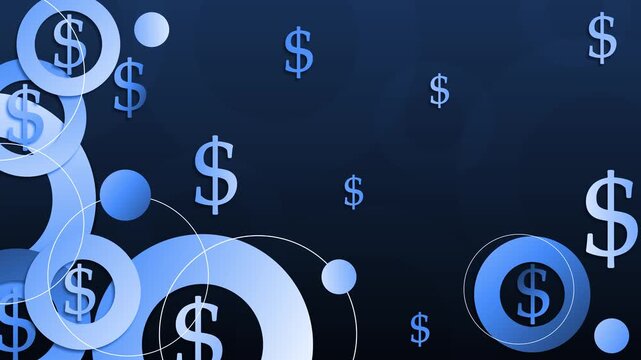 Abstract background with shape circles and dollar signs showing money finance and business growth concept animation