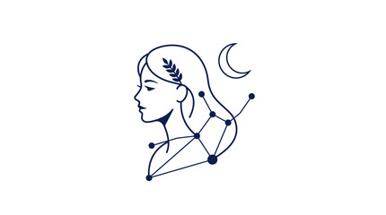 Obraz premium Virgo Zodiac Sign Minimalist Line Art Illustration