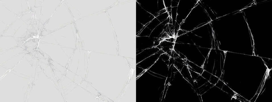 Broken Glass Fracture Overlay with Fine Cracks PNG