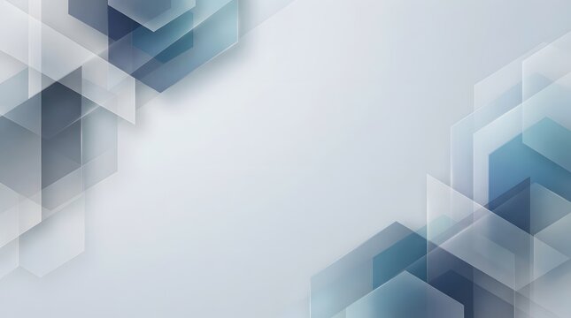 Abstract background with translucent geometric hexagonal panels and soft lighting.
