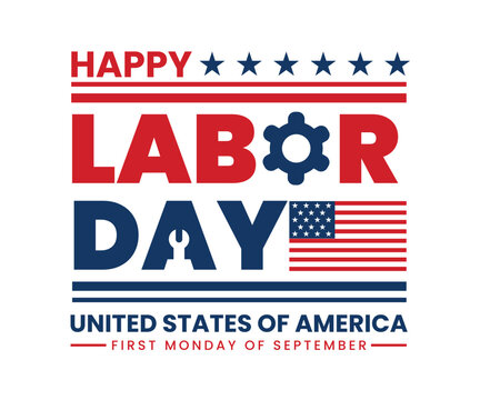 Labor Day typography banner designto celebrate national holiday of America. US Labor Day sticker, label, tag vector illustration. Labor Day offer and discout poster, template.
