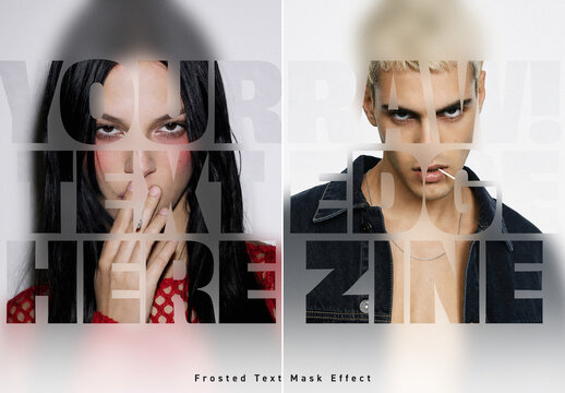 Magazine Cover Text Mask Photo Effect - Frosted Blur Typography Template, Editable