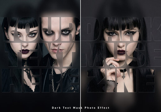 Dark Text Mask Photo Effect - Gothic Magazine Cover Blur Typography Template