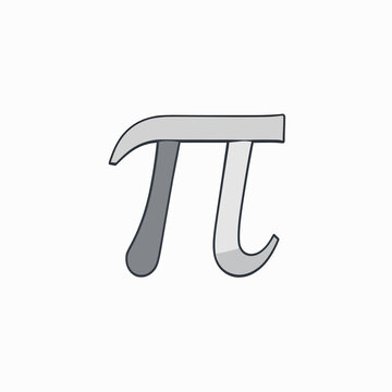 Pi symbol icon mathematical constant geometry and science concept isolated on white background