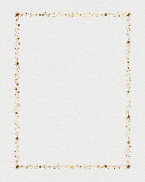 Golden starry frame border on textured paper background