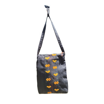 Ethnic handwoven sling bag tote bag kain tenun from Flores Island, East Nusa Tenggara, Indonesia, isolated on white background