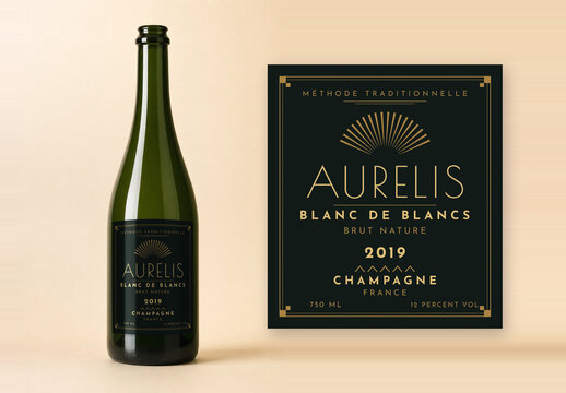 Aurelis Wine Label Template - Art Deco Champagne Label