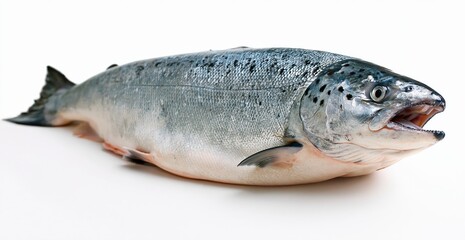 Fototapeta premium Whole raw salmon fish on white background