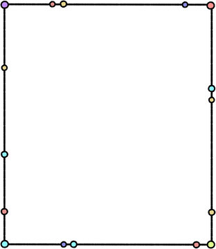 Hand-drawn border frame with colorful circular dots