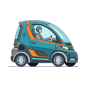Modern Compact Electric Micro Car Illustration
