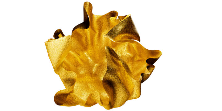 Luxurious Golden Foil Textured Fabric Wavy Abstract Shape