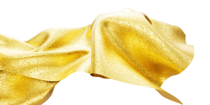 Flowing Golden Foil Textured Silk Ribbon Wave