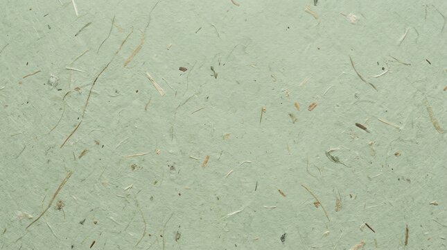 Textured Light Green Handmade Paper Background with Natural Fibers