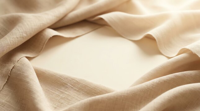 Creamy Beige Fabric Draped Soft Textured Bed Linen in Cozy Bedroom Setting