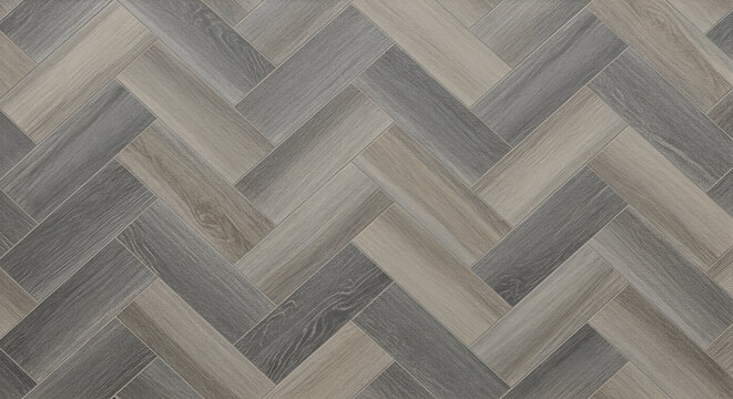 Modern Herringbone Pattern Flooring Featuring Interlocking Wood Planks in Neutral Grey and Beige Tones for Interior Design Surfaces