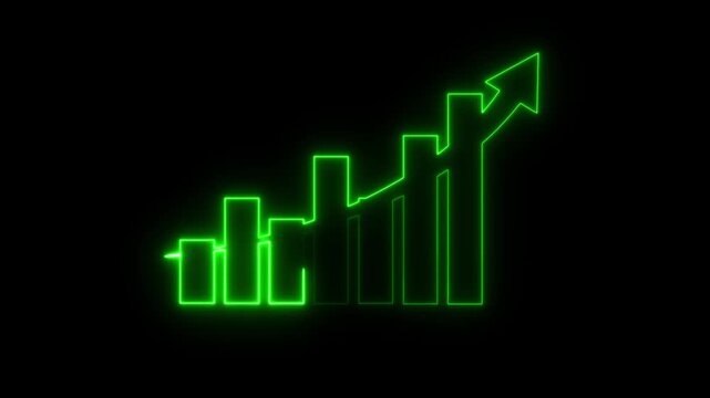 Green bar graph animates growth across a black background
