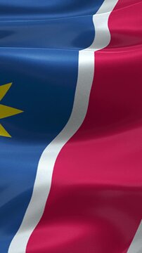 Vertical Namibia Flag Animation with Realistic Fabric Texture, Wind Motion and Subtle Grunge Background