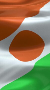 Vertical Niger Flag Animation with Realistic Fabric Texture, Wind Motion and Subtle Grunge Background