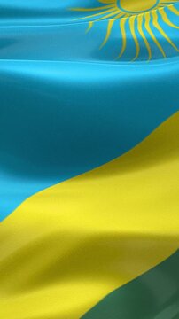 Vertical Rwanda Flag Animation with Realistic Fabric Texture, Wind Motion and Subtle Grunge Background