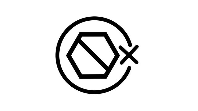 No Hexagon Stop Sign Vector Icon, Prohibited Boundary Symbol Line Art, Access Denied Sign , white background with video animation.