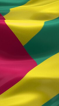 Vertical Togo Flag Animation with Realistic Fabric Texture, Wind Motion and Subtle Grunge Background