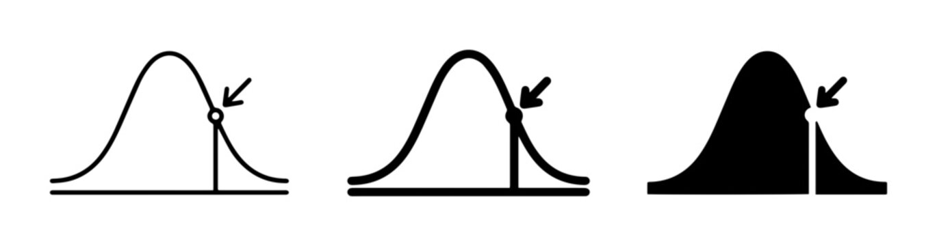 Bell Curve Icons, Gaussian Distribution Charts, Statistical Analysis Graphics