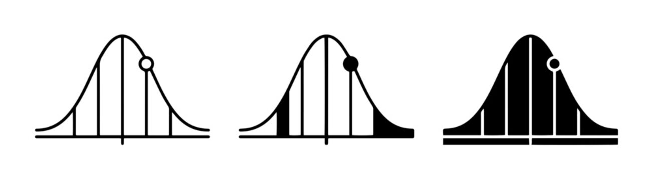 Statistical Distribution Icons, Normal Curve Visuals, Data Analysis Graphics