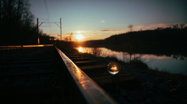 Golden Hour Reflections - A Serene Sunset Over Still Waters.