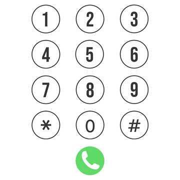 Mobile Phone Dial Pad Keypad Icon with Green Call Button